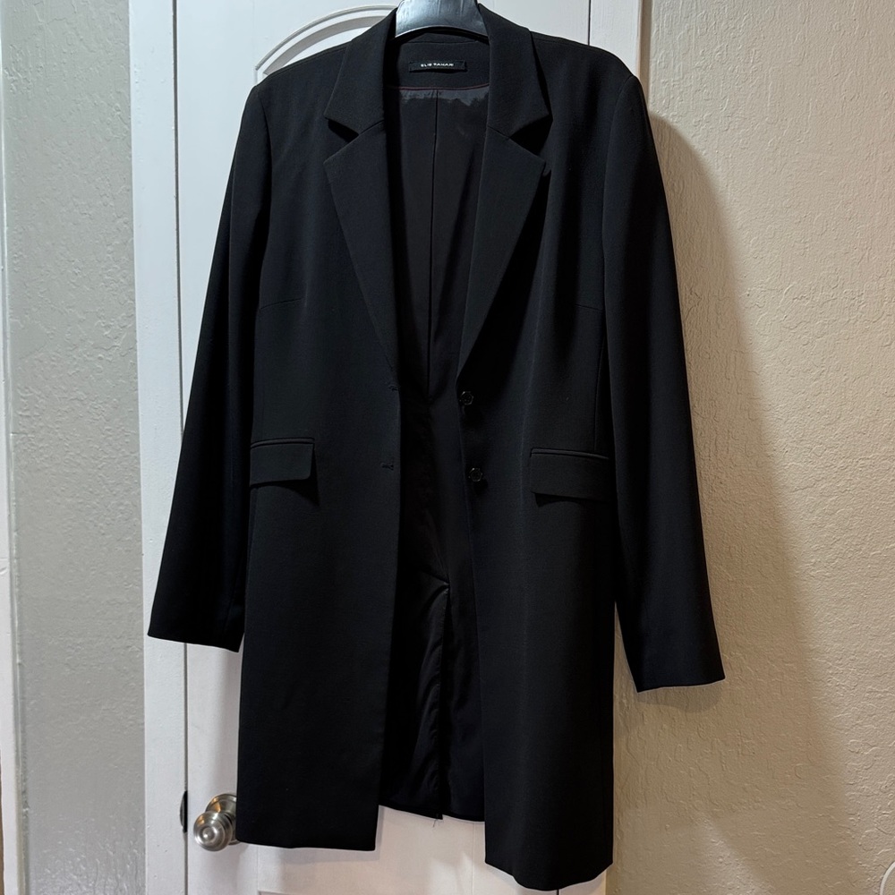 Elie Tahari Charcoal Blazer with Burgundy Trim